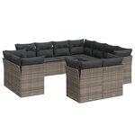 vidaXL Salon de jardin 11 Pièces avec coussins gris résine tressée