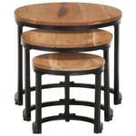 vidaXL Tables d'appoint 3 Pièces Bois d'acacia solide