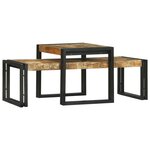 vidaXL Ensemble de 2 Tables Basses en Bois Massif de Manguier