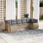 vidaXL Salon de jardin avec coussins 7 Pièces beige résine tressée
