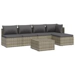 vidaXL Salon de jardin 6 Pièces avec coussins Gris Résine tressée