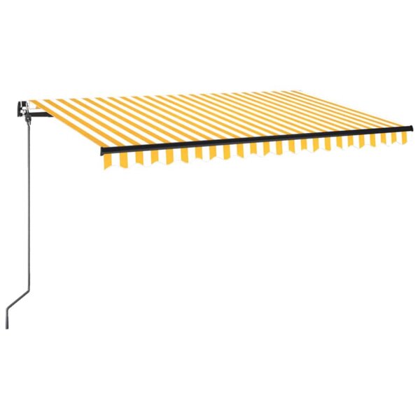 vidaXL Auvent manuel rétractable avec LED 450x350 cm Jaune et blanc