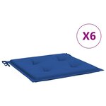 vidaXL Coussins de chaise de jardin lot de 6 bleu royal 40x40x3 cm