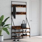 vidaXL Porte-vêtements et rangement des chaussures chêne fumé