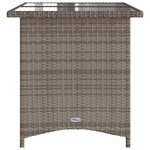 vidaXL Table de jardin avec dessus en verre gris 110x68x70 cm rotin