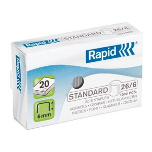 Boite de 1000 agrafes standard 26/6 galvanisées RAPID