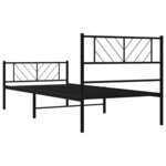 vidaXL Cadre de lit métal avec tête de lit/pied de lit noir 80x200 cm
