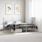 vidaXL Cadre de lit métal avec tête de lit/pied de lit blanc 150x200cm
