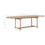 vidaXL Meuble à dîner de jardin 9 Pièces 180-280x100x75 cm Teck massif