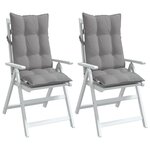 vidaXL Coussins de chaise à dossier haut lot de 2 gris tissu oxford