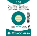 Paquet 100 fiches sous film - bristol ligné non perforé 74x105mm - Vert EXACOMPTA