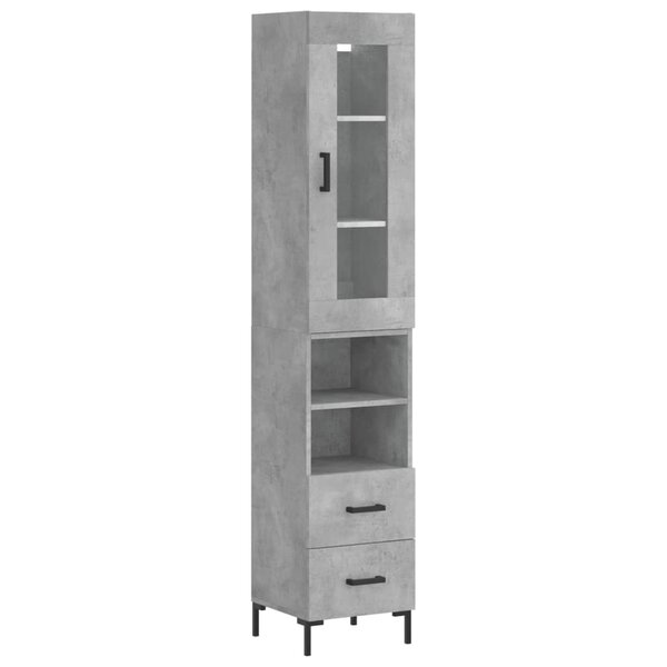 vidaXL Buffet haut Gris béton 34 5x34x180 cm Bois d'ingénierie
