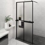 vidaXL Paroi de douche avec étagère Noir 118x190cm Verre ESG&Aluminium