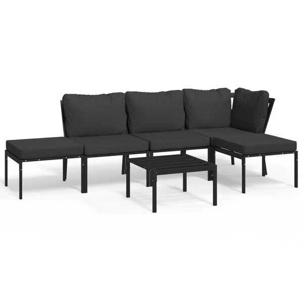 vidaXL Salon de jardin 6 Pièces avec coussins gris acier