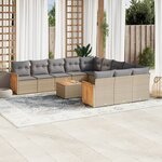 vidaXL Salon de jardin avec coussins 13 Pièces beige résine tressée