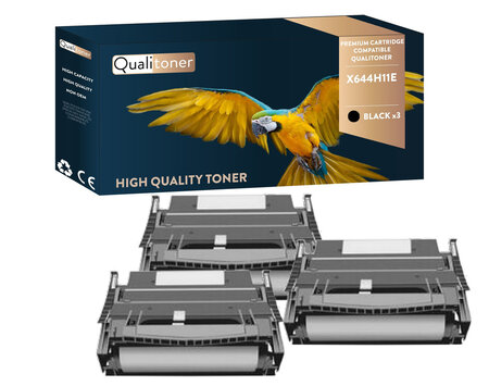 Qualitoner x3 toners x644h11e noir compatible pour lexmark