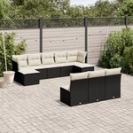 vidaXL Salon de jardin 10 Pièces avec coussins noir résine tressée