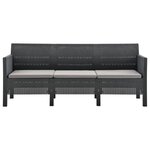 vidaXL Salon de jardin 3 Pièces avec coussins PP Rotin Anthracite