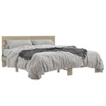 vidaXL Cadre de lit chêne sonoma 150x200 cm bois d'ingénierie et métal