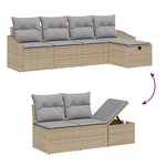 vidaXL Ensemble de 6 Canapés de Jardin avec Coussins Beige Poly Rattan