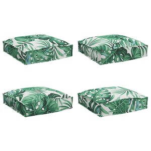vidaXL Coussins de palette pour siège 4 Pièces Motif de feuilles 40x40x8 cm Tissu Oxford