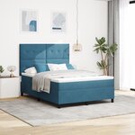 Lit box spring vidaXL avec matelas bleu foncé 140x190 cm en velours