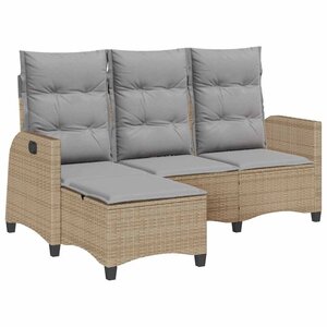 vidaXL Canapé de jardin inclinable coussins forme de L beige polyrotin
