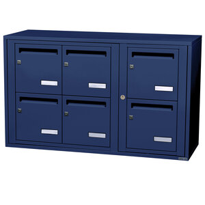 Bloc collectif leabox.com 3x2 grade 3 simple face Intérieur fixation murale Bleu Saphir RAL 5003 finition brillante