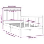 vidaXL Cadre de lit Blanc Bois massif 75x190 cm Petit simple