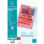 Sachet 10 Pochettes Coin Polypropylène Grainé 12/100e - A4 - Rouge - X 10 - Exacompta