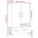 vidaXL Buffet haut gris béton 69 5x31x115 cm bois d'ingénierie