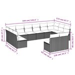 vidaXL Salon de jardin avec coussins 12 Pièces beige résine tressée