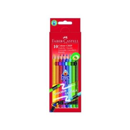 Crayons de couleur gommable avec grip, étui FABER-CASTELL