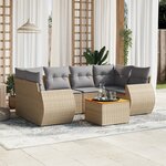 vidaXL Salon de jardin avec coussins 7 Pièces beige résine tressée