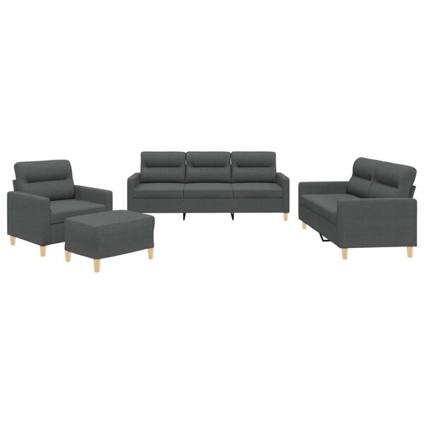 vidaXL Ensemble de canapés 4 Pièces avec coussins Gris foncé Tissu