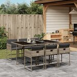 vidaXL Ensemble à manger de jardin et coussins 7 Pièces gris rotin