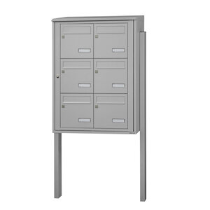 Bloc collectif Leabox 2x3 grade 3 simple face extérieur fixation sur pieds à sceller gris clair ral 7035 finition brillante