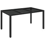 vidaXL Table de jardin dessus en verre Noir 150x90x75cm Résine tressée