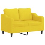 vidaXL Canapé 2 places avec oreillers jaune clair 120 cm tissu