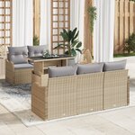 Ensemble de Canapés de Jardin 6 Pièces avec Coussins Rattan Poly Beige