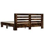 vidaXL Cadre de lit chêne fumé 200x200 cm bois d'ingénierie et métal