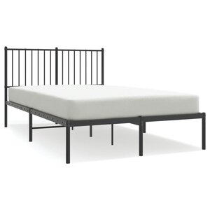 vidaXL Cadre de lit métal avec tête de lit noir 120x190 cm