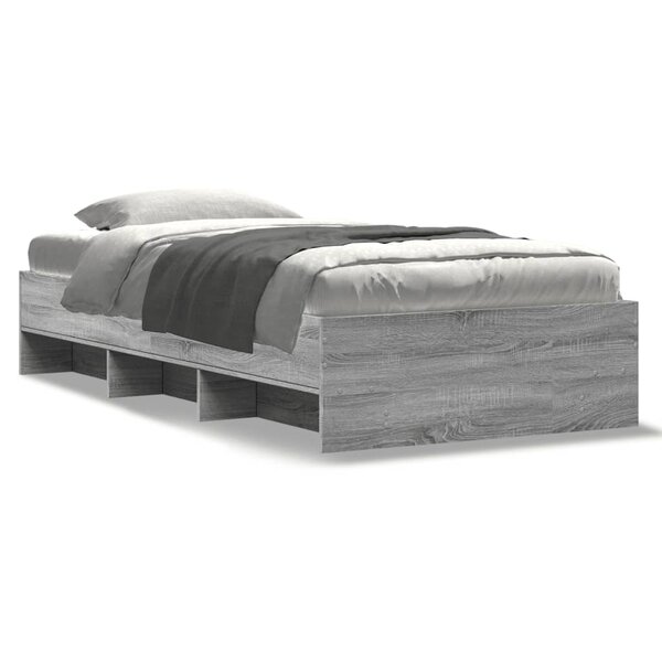vidaXL Cadre de lit sonoma gris 75x190 cm bois d'ingénierie