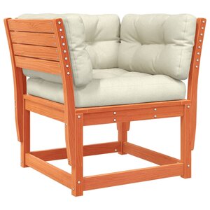 vidaXL Canapé de jardin accoudoirs et coussins cire marron massif pin