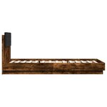vidaXL Cadre de lit tête de lit et lumières LED chêne fumé 100x200 cm