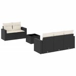 vidaXL Salon de jardin 6 Pièces avec coussins noir résine tressée