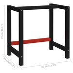 vidaXL Cadre de banc de travail Métal 80x57x79 cm Noir et rouge