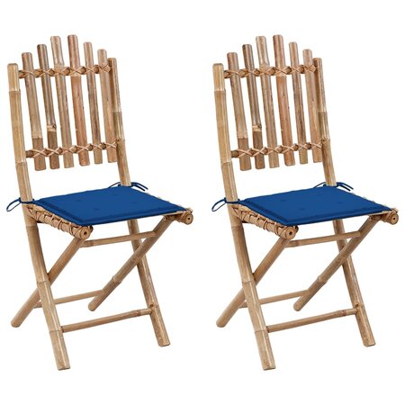 vidaXL Chaises pliables de jardin lot de 2 avec coussins Bambou