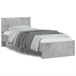 vidaXL Cadre de lit tête de lit et lumières LED gris béton 75x190 cm