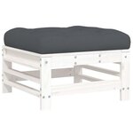 vidaXL Salon de jardin 10 Pièces avec coussins blanc bois massif